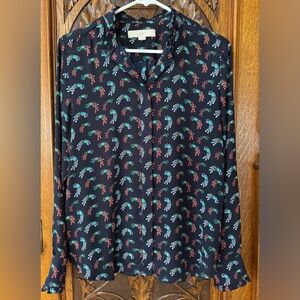 LOFT Women 's Blue Peacock Blouse